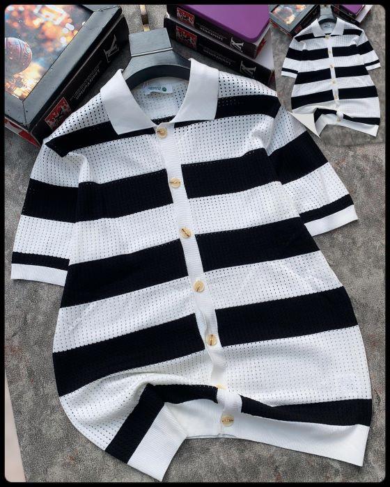 Unisex Diagonal Stripes Trendy Polo T-Shirt